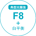 典型光圈值 F8+白平衡